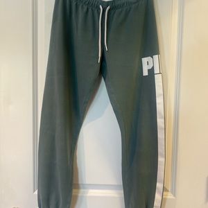 Victorias Secret Pink VS Womens Grey Green Stripe Jogger Sweatpants